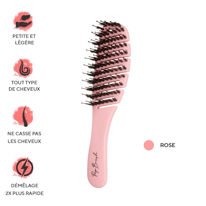 Brosse démêlante - Format Voyage - pack rose