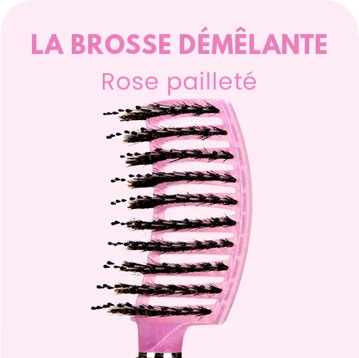 LA BROSSE DÉMÊLANTE ANTI-CASSE - VERT POMME — ROSE BONBON PAILLETÉ