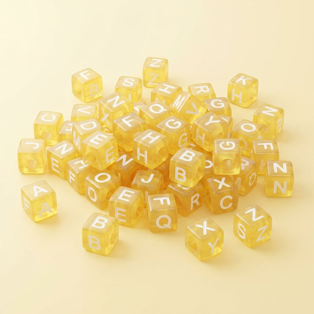 Perles cubes lettres jaunes