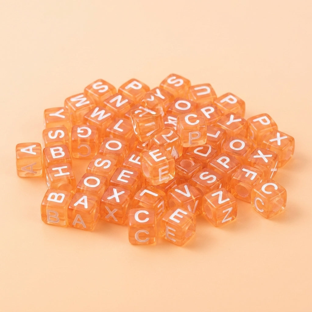 Perles cubes lettres orange