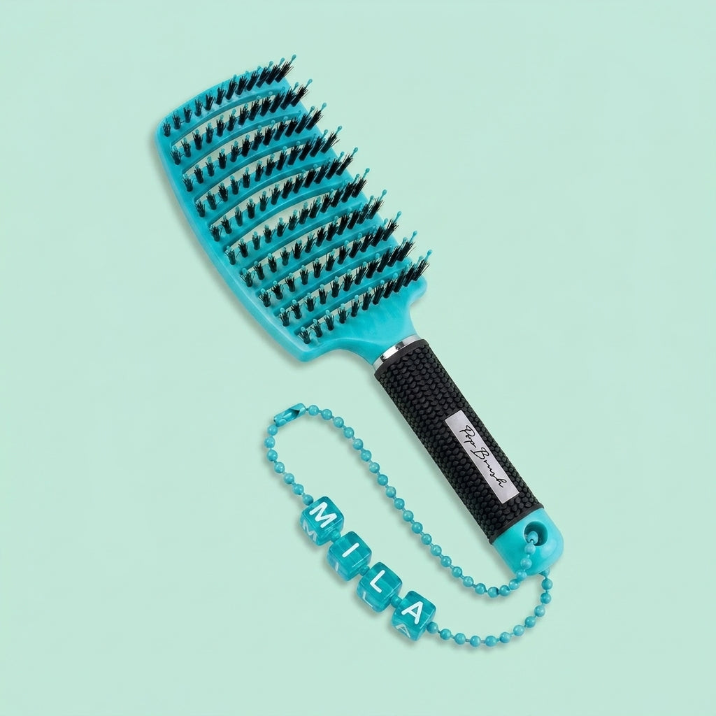 Brosse turquoise avec prénom MILA
