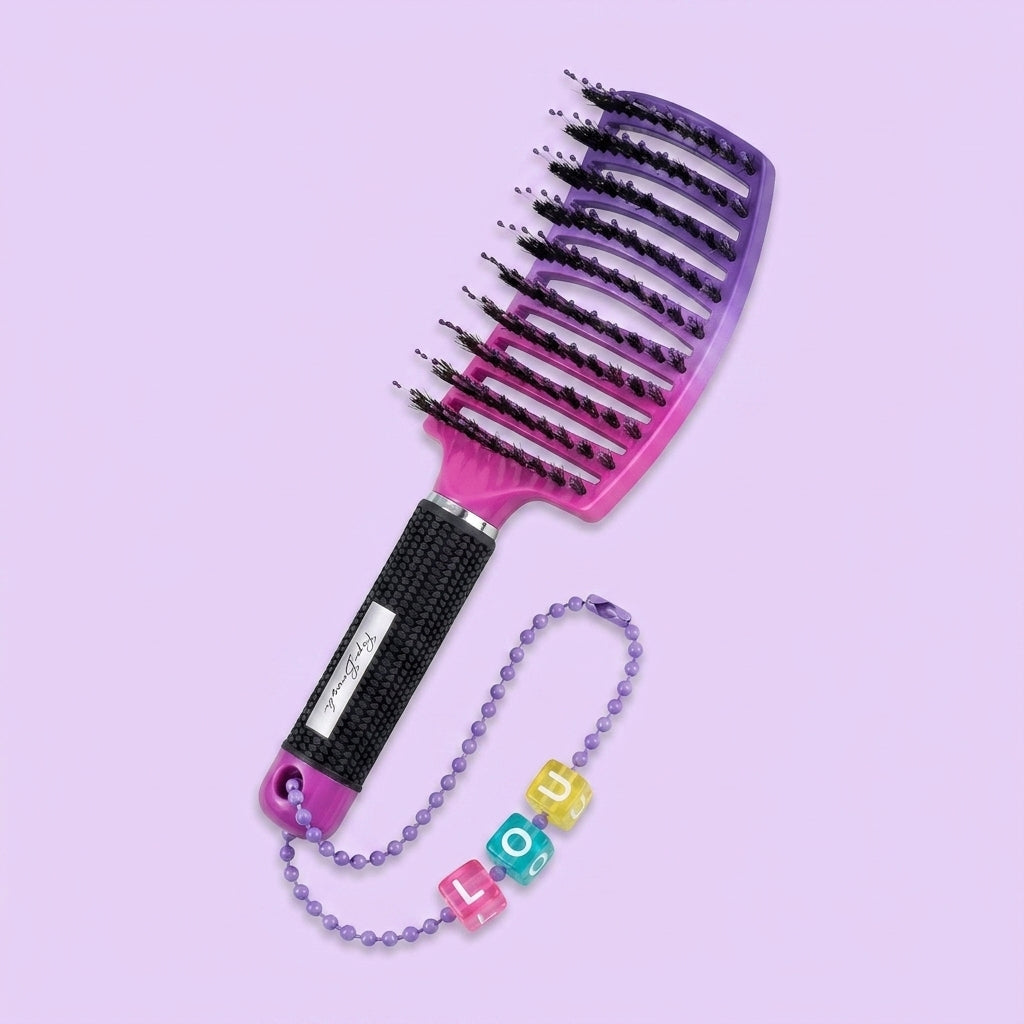 Brosse rainbow violet avec prénom LOU